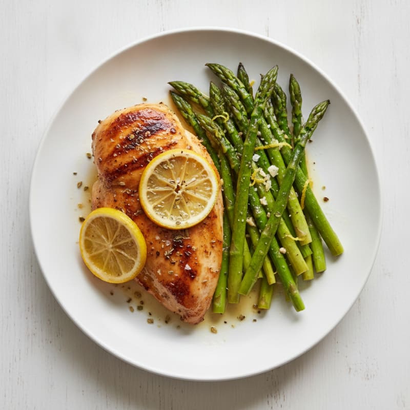 Lemon Herb Roasted Chicken with Asparagus