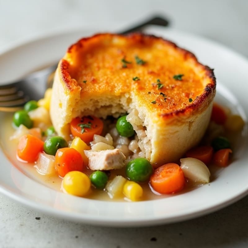 Turkey and Vegetable Pot Pie with Crispy Sweet Potato Topping