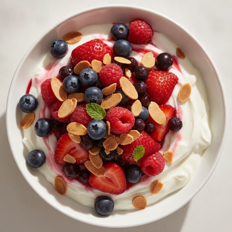 Greek Yogurt Protein Pudding with Mixed Berries
