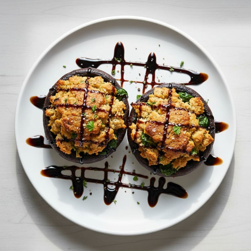 Herb-Stuffed Portobello Mushrooms with Balsamic Glaze