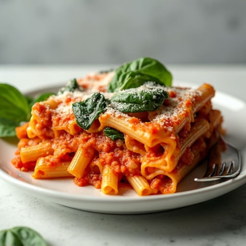 Lean Ground Turkey Baked Ziti with Spinach