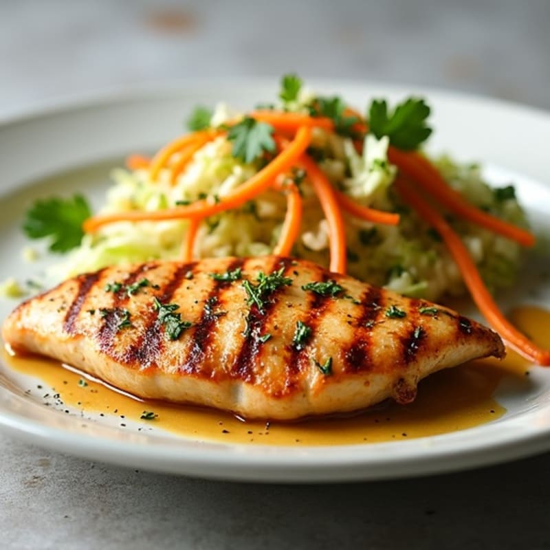 Grilled Chicken Breast with Crunchy Cabbage Slaw