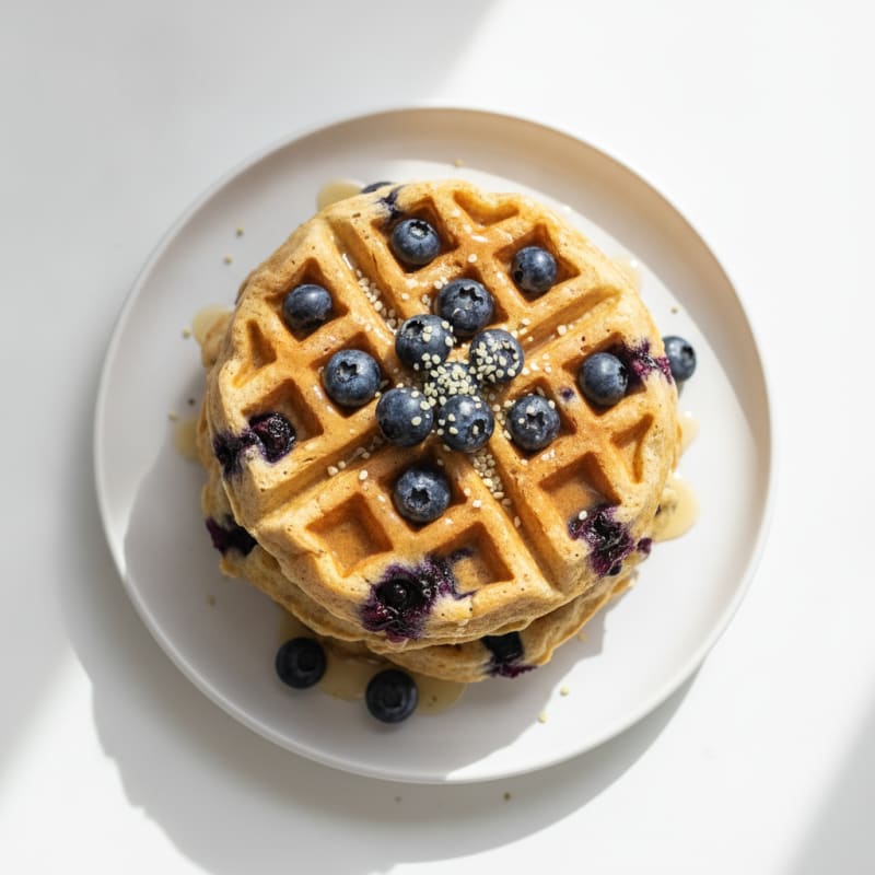 Fluffy Vegan Blueberry Waffles