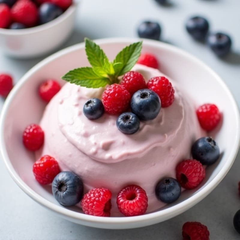 Greek Yogurt Protein Mousse with Mixed Berries