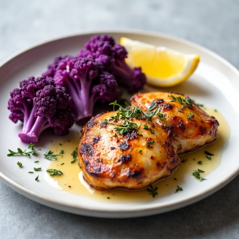 Herb-Roasted Chicken Thighs with Crispy Purple Cauliflower