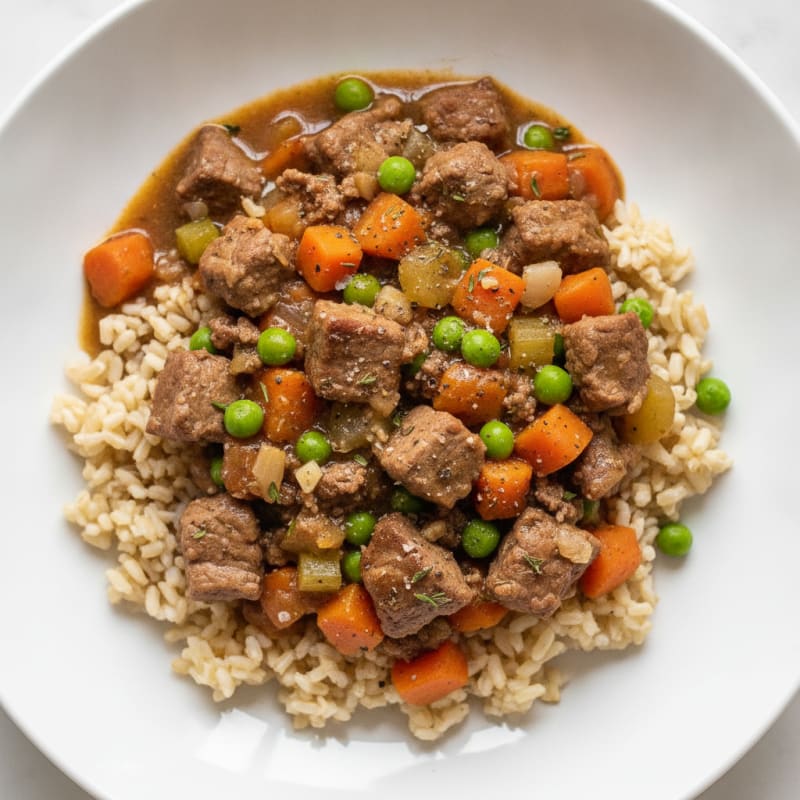 Hearty Beef and Vegetable Stew with Rice