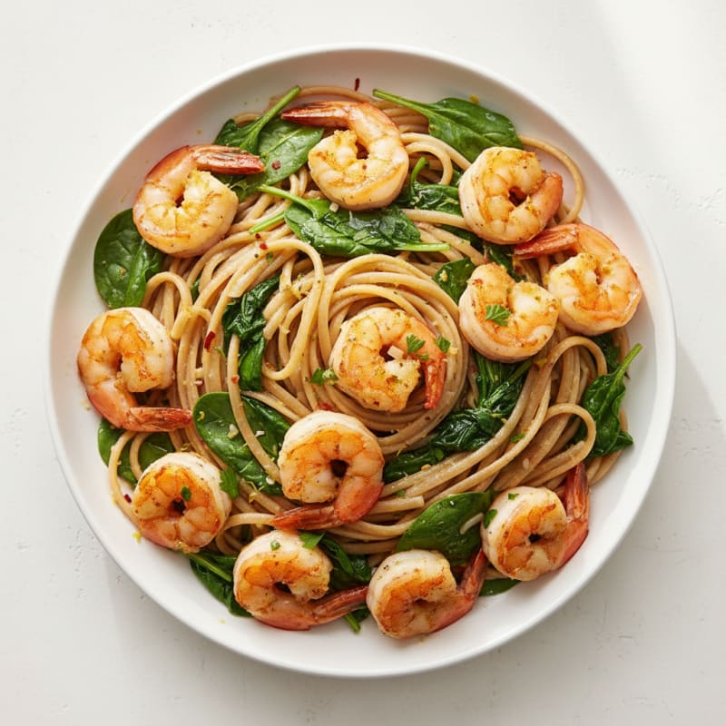 Zesty Garlic Prawn Linguine
