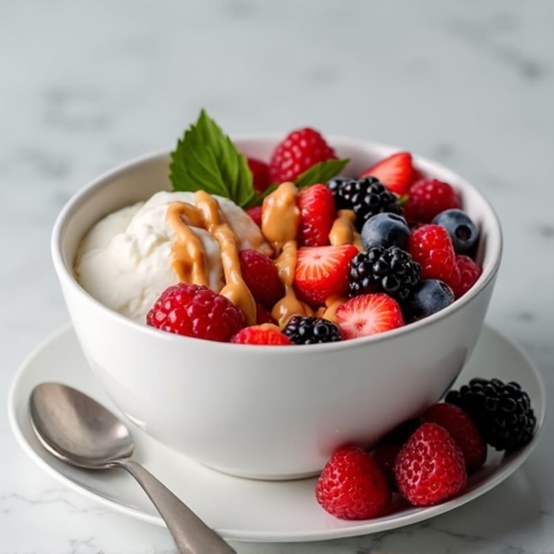 Greek Yogurt Protein Bowl with Mixed Berries and Almond Butter