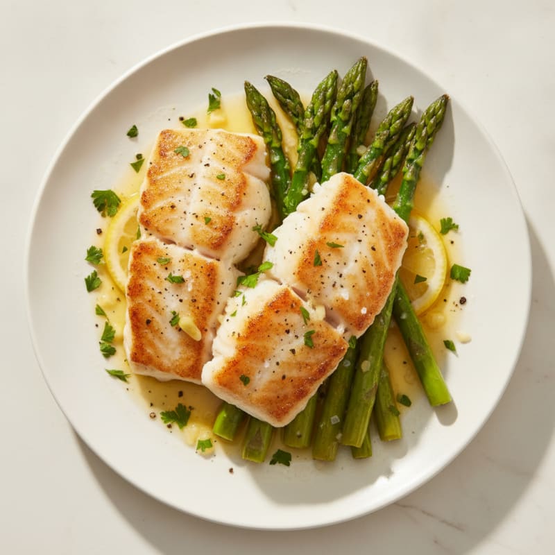 Pan-Seared Cod with Roasted Asparagus