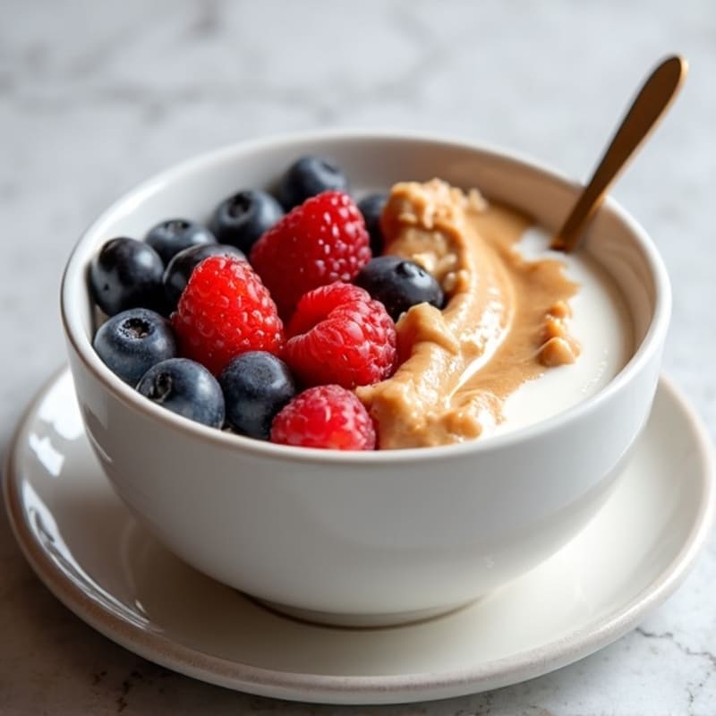 Silky Protein Yogurt Bowl with Almond Butter and Berries