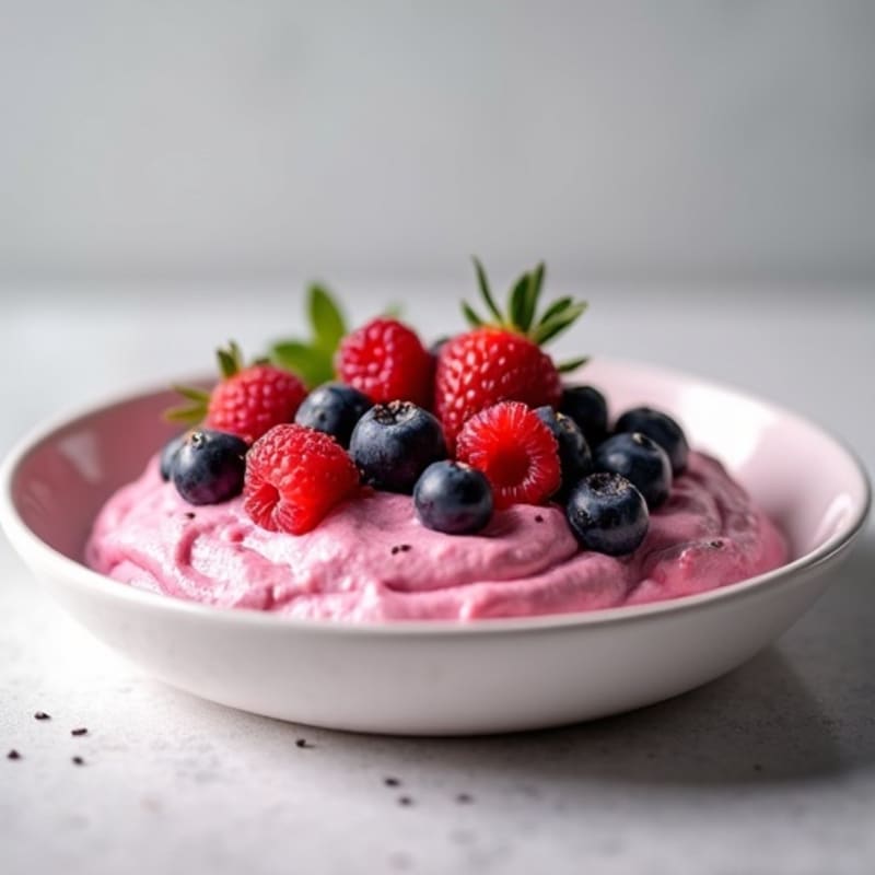 Silky Greek Yogurt Protein Mousse with Mixed Berries