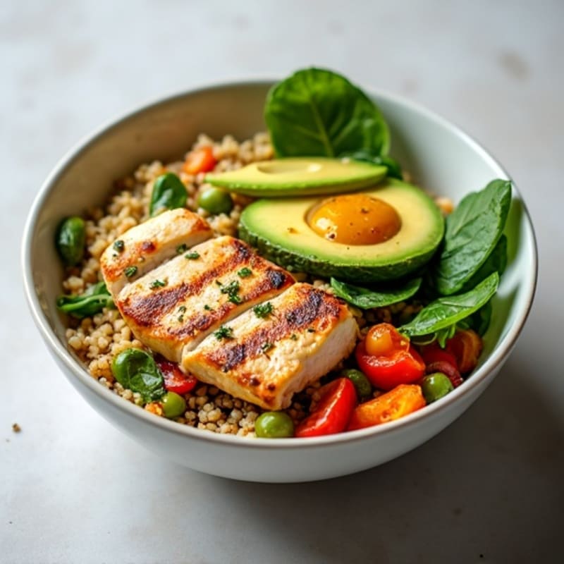 Grilled Chicken and Quinoa Bowl with Roasted Vegetables