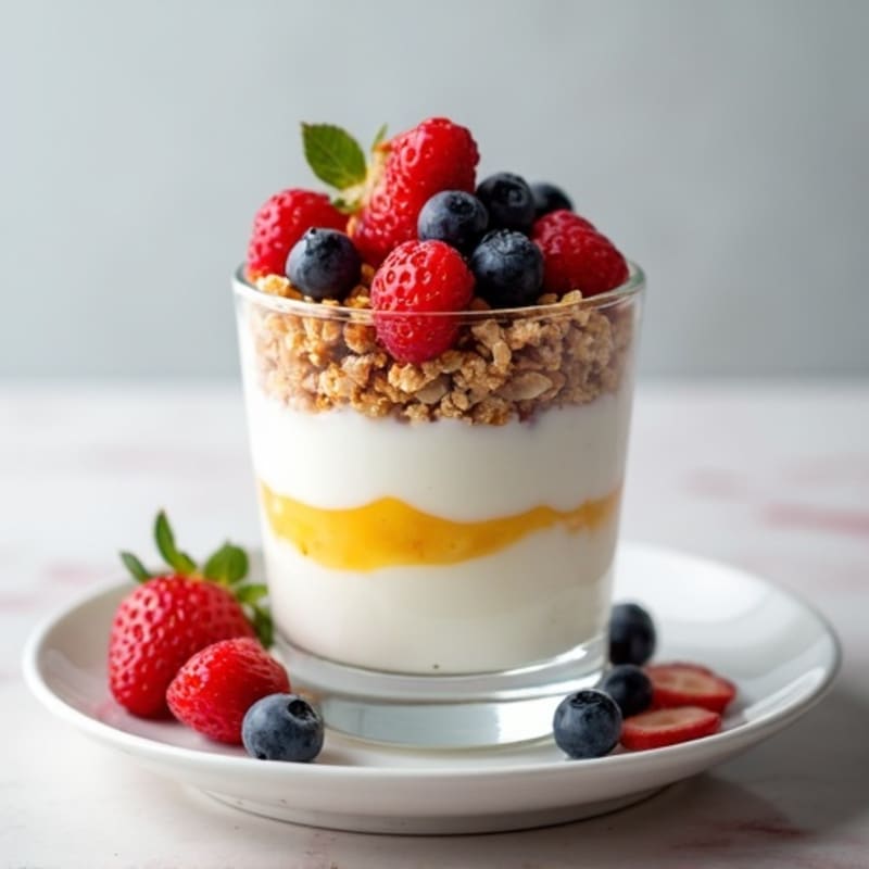 Greek Yogurt Parfait with Mixed Berries and Almonds