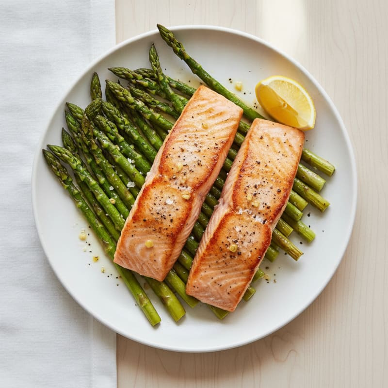 Pan-Seared Salmon with Roasted Asparagus