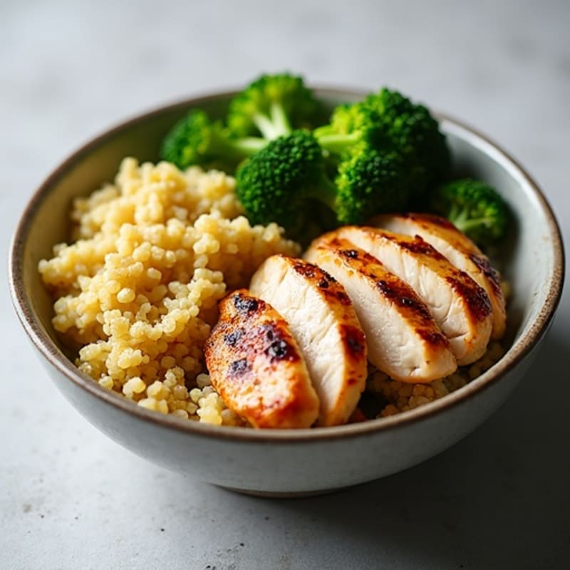 Grilled Chicken Breast with Quinoa and Steamed Broccoli
