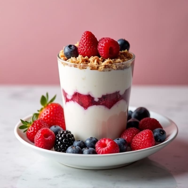 Greek Yogurt Protein Parfait with Mixed Berries