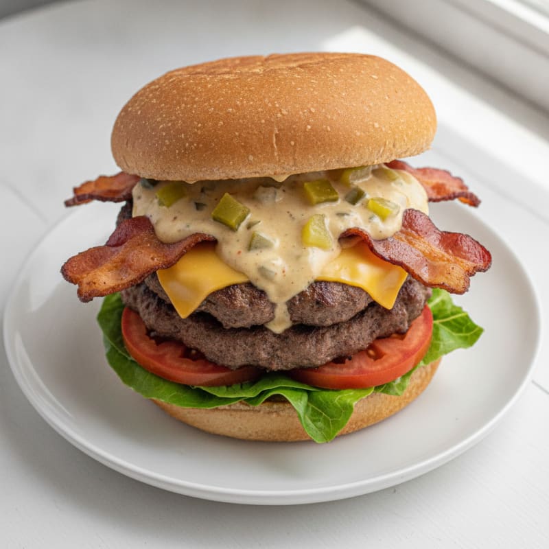Double Bacon Cheeseburger with Secret Sauce