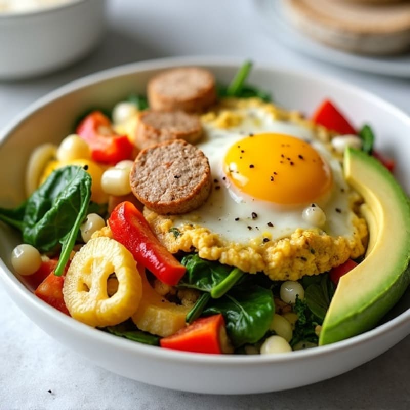 Egg White Vegetable Scramble with Turkey Sausage