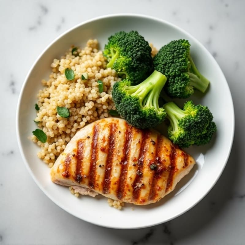 Grilled Chicken Breast with Roasted Broccoli and Quinoa