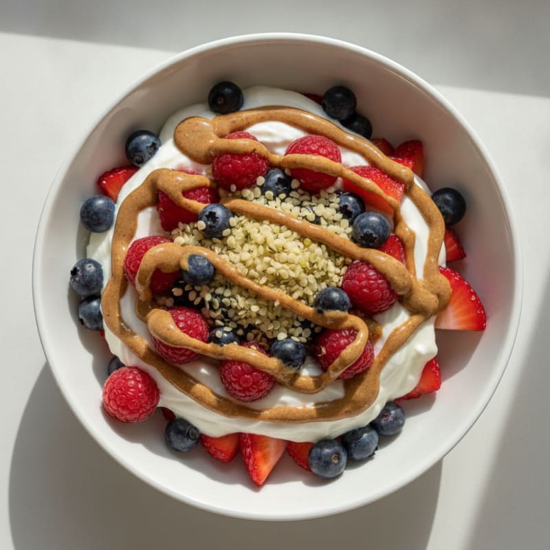 Greek Yogurt Parfait with Mixed Berries and Almond Butter