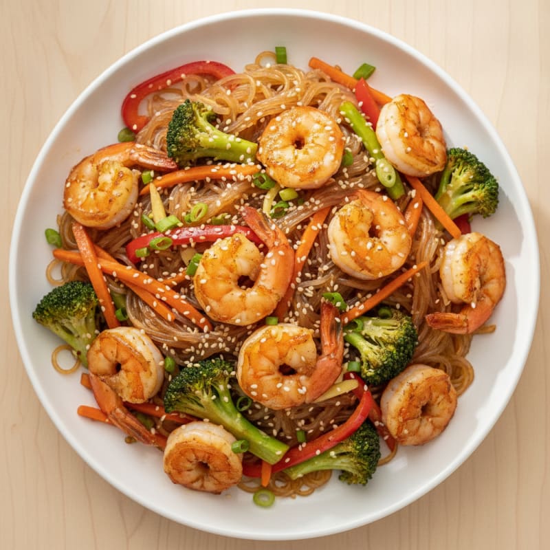Garlic-Sesame Glass Noodle Stir-Fry