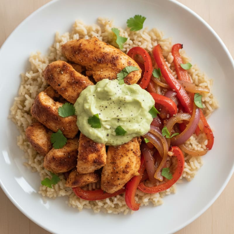 Chicken Taco Bowl with Avocado Crema