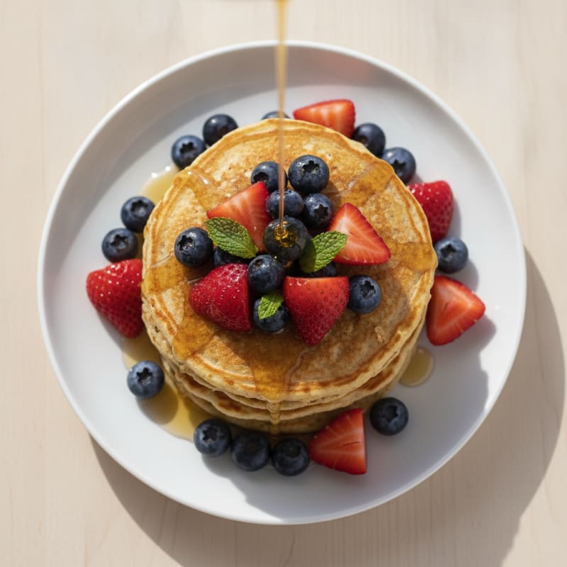 Cottage Cheese Protein Pancakes with Fresh Berries