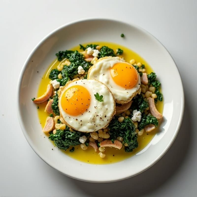 Egg White and Spinach Scramble with Cottage Cheese and Sliced Turkey