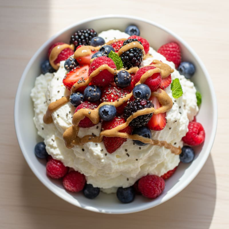 Greek Yogurt Protein Mousse with Mixed Berries