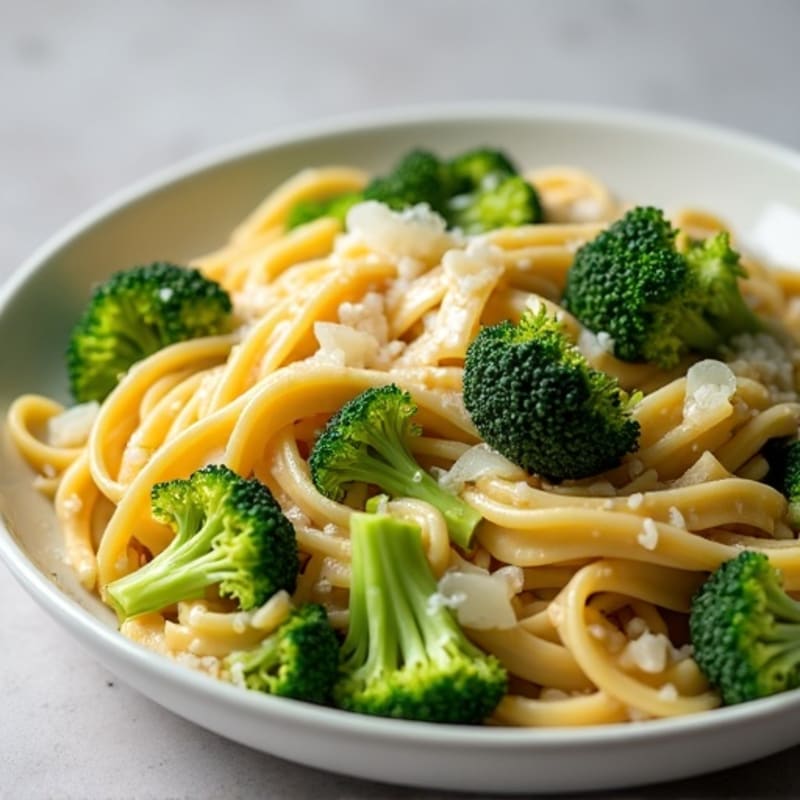 Creamy Lemon Garlic Broccoli Fettuccine