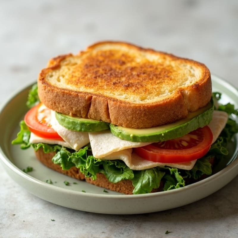 Grilled Turkey and Avocado Sandwich with Mixed Greens