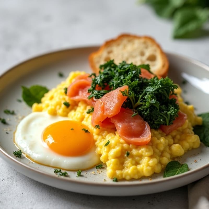 Scrambled Eggs with Spinach and Smoked Salmon
