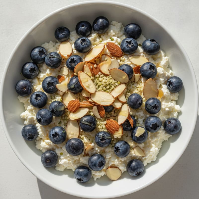 Cottage Cheese and Berry Protein Bowl with Almonds