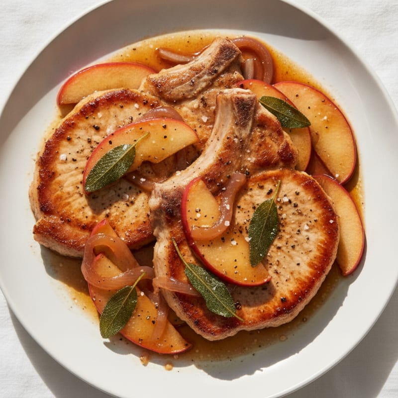 Pan-Seared Pork Chops with Apples