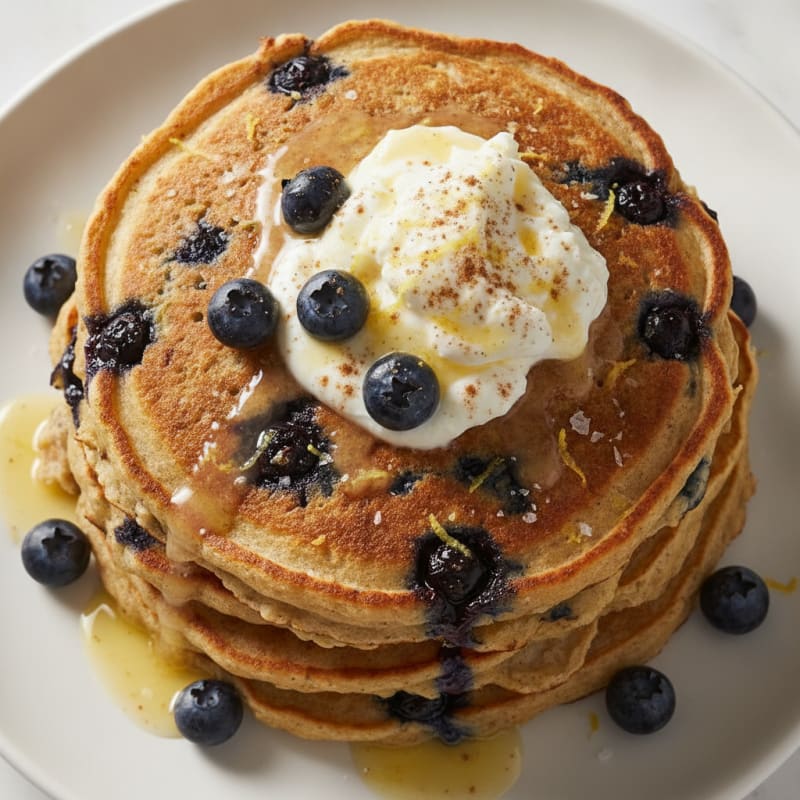 Blueberry Ricotta Pancakes with Lemon Zest