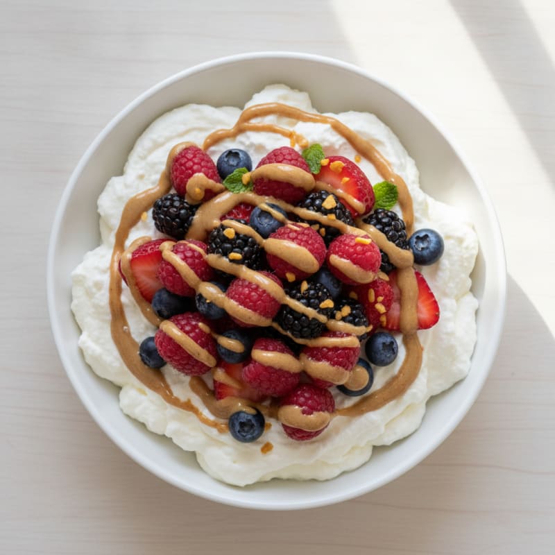 Greek Yogurt Protein Mousse with Mixed Berries