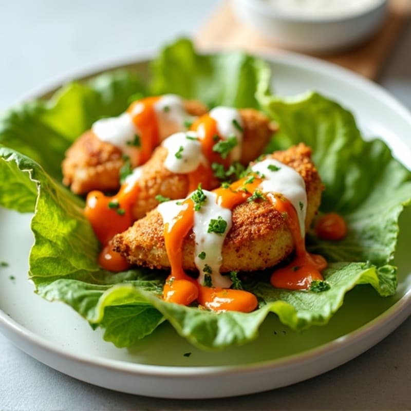 Crispy Buffalo Ranch Chicken Lettuce Wraps