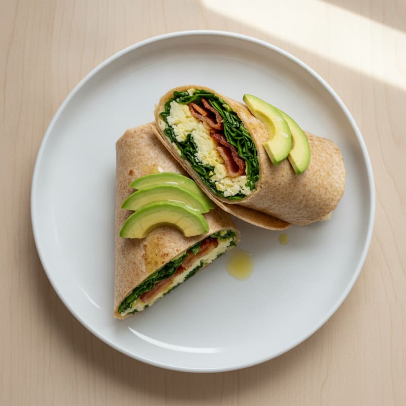 Crispy Turkey Bacon and Egg White Breakfast Wrap