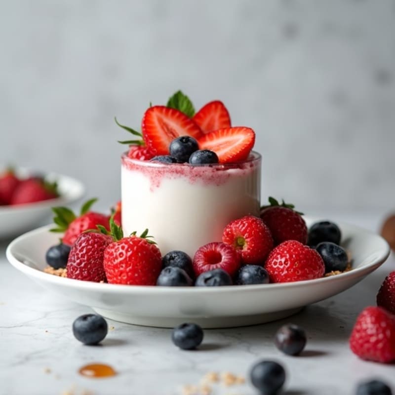 Greek Yogurt Protein Mousse with Mixed Berries