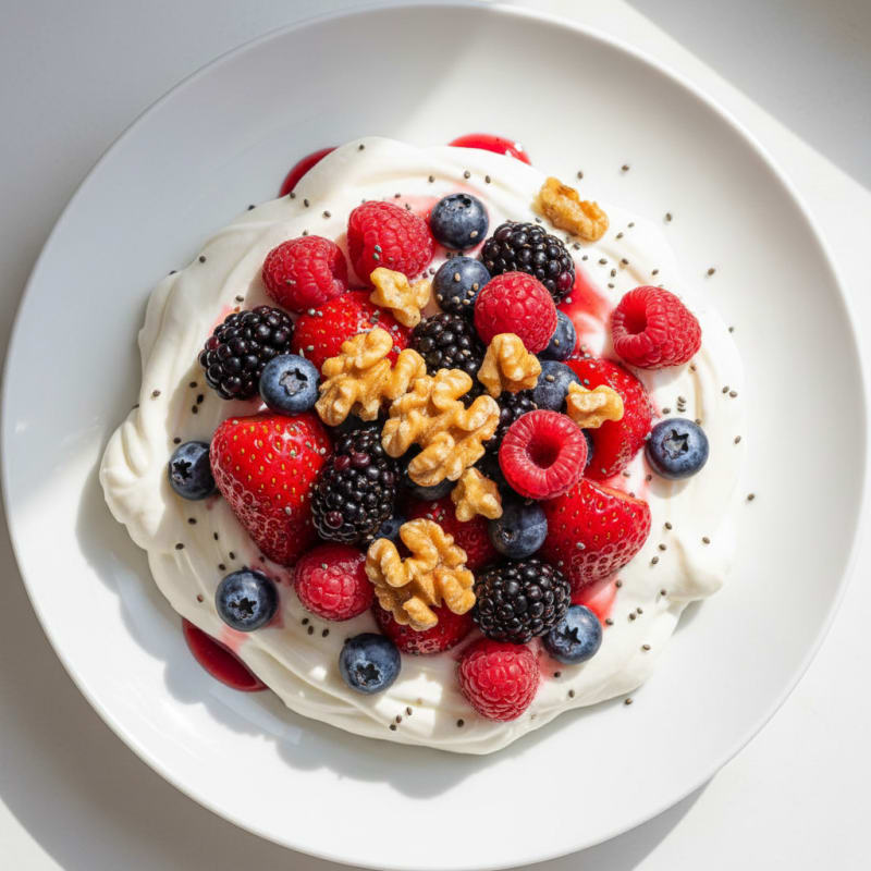 Greek Yogurt Protein Mousse with Mixed Berries