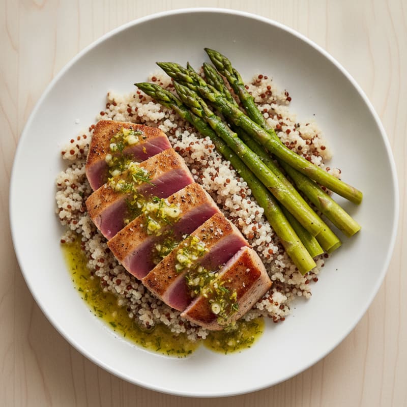 Seared Tuna with Lemon-Herb Sauce