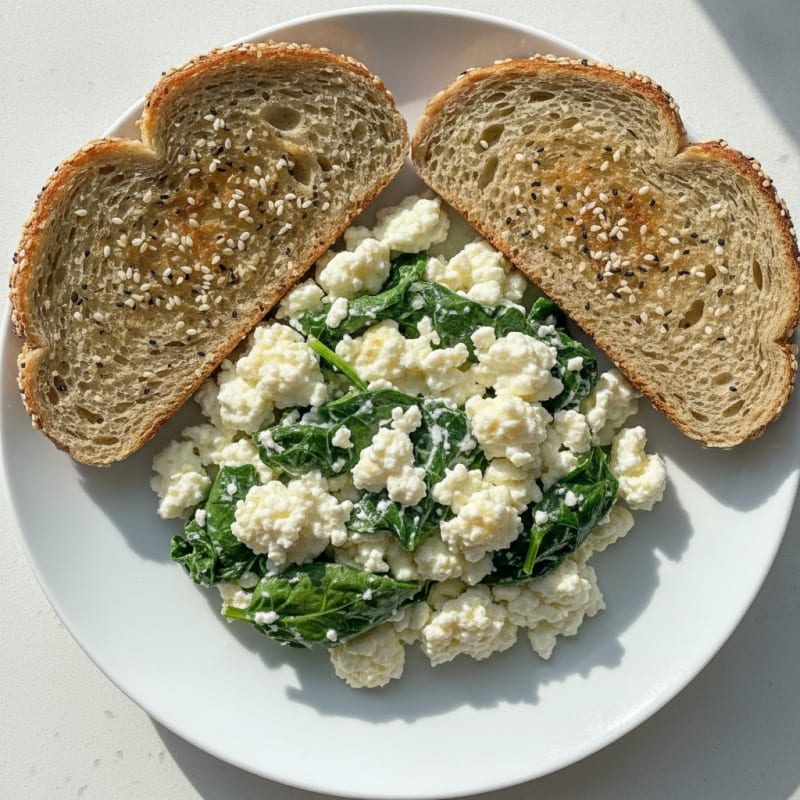 Egg White Scramble with Cottage Cheese and Spinach