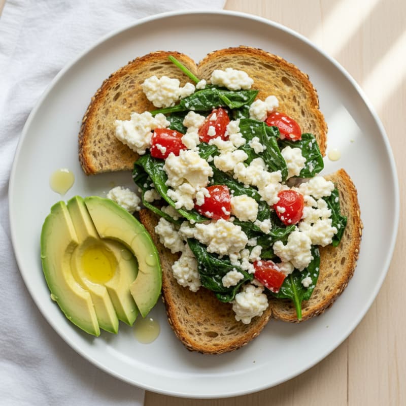 Cottage Cheese Egg White Scramble with Spinach and Tomato