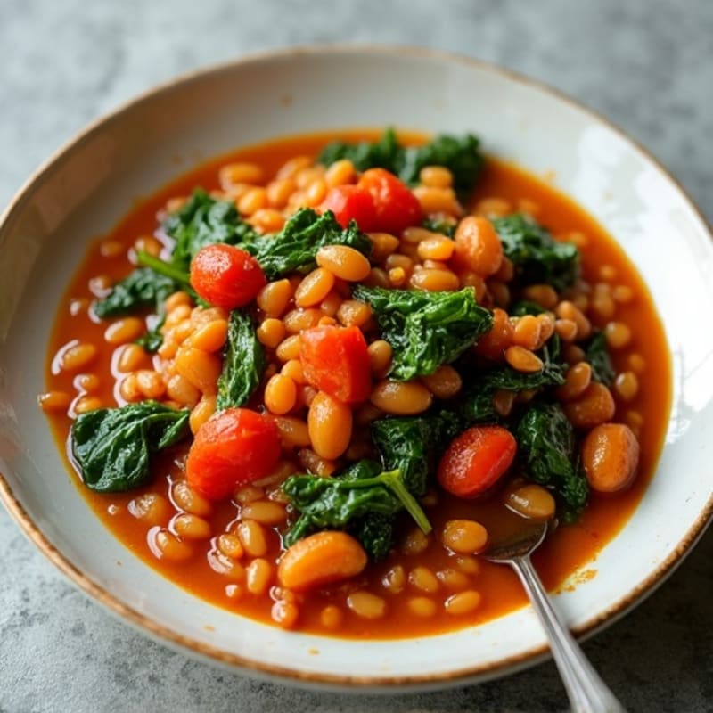 Hearty Red Lentil Curry with Fresh Spinach