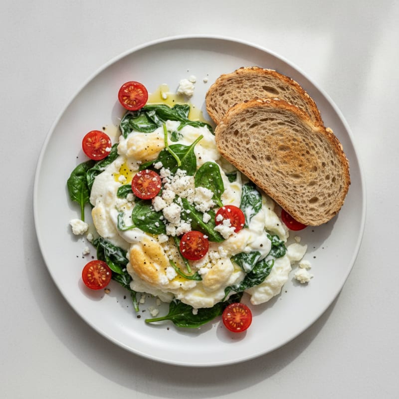Fluffy Egg White Scramble with Spinach