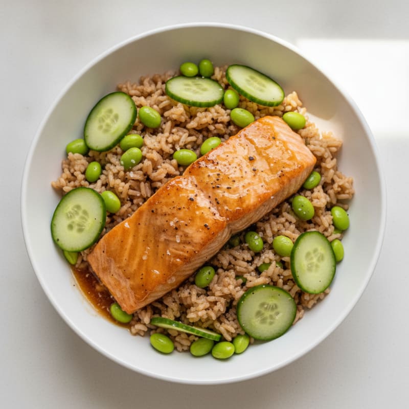 Honey-Glazed Salmon with Edamame Rice