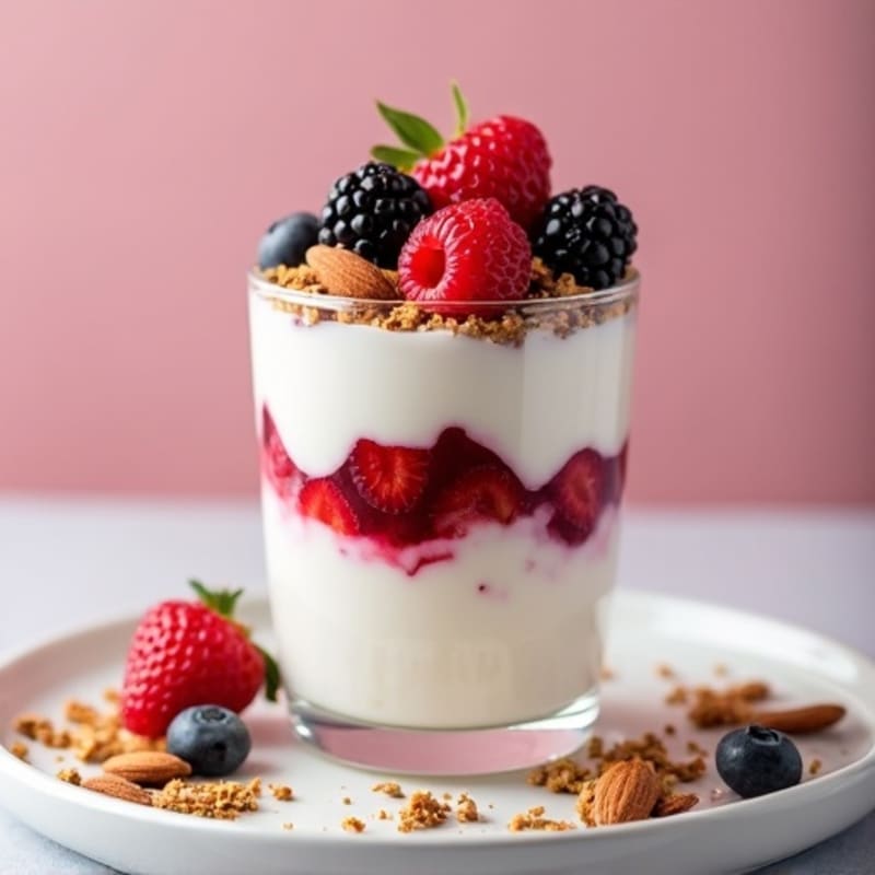 Greek Yogurt Protein Parfait with Berries and Almonds