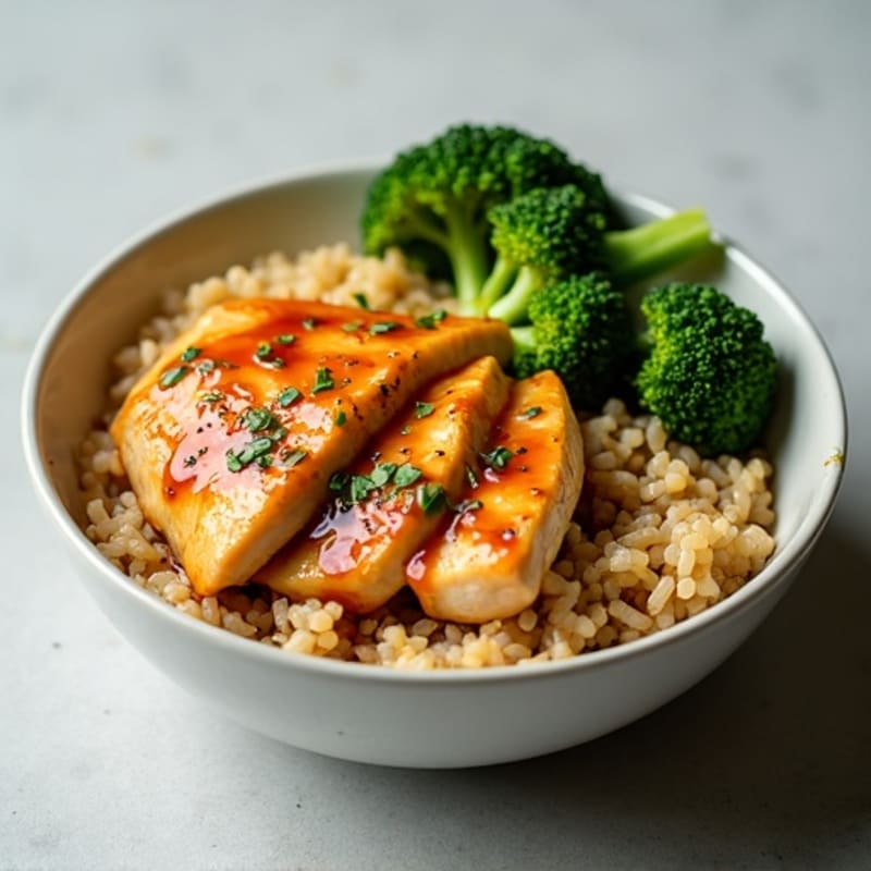 Sticky Ginger-Honey Chicken Rice Bowl