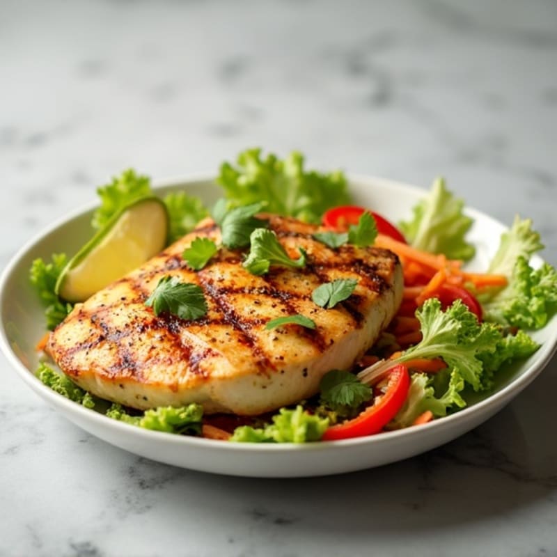 Grilled Chicken Breast with Crunchy Cabbage Slaw