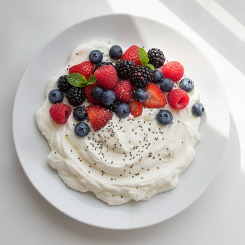 Silky Greek Yogurt Protein Mousse with Mixed Berries